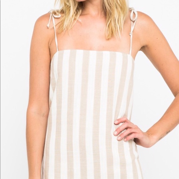 LOWEST Charmer Linen Dress in Natural Stripe - Picture 5 of 6